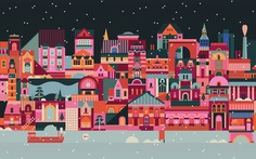 Lotta Nieminen designed the holiday campaign for Marimekko, the iconic home furnishings, textiles, and fashion company based in Finland. Inspired by the cheerful and warm colours of Marimekko's new winter collection, the illustration showcases a colourful city preparing for the holidays. For more of the most beautiful designs visit mindsparklemag.com