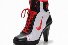 Nike Dunk SB Mid Heels Black/White/Red #shoes