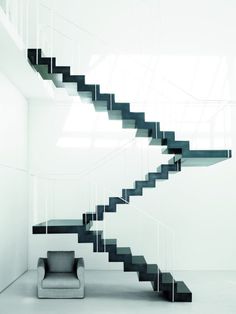 Snake Ranch black floating staircase