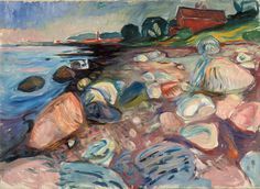 File:Edvard Munch Shore with Red House Google Art Project.jpg #munch #color #painting #landscape