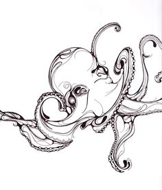 Tumblr #swirls #octopus #illustration #minimal #pen #drawing #sketch