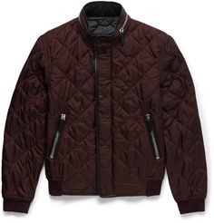 BURBERRY Prorsum Leather-Trimmed Quilted Shell Bomber Jacket