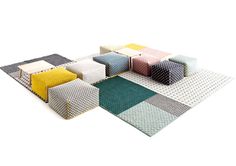 Beautiful Harmony of Colours and Textures at Charlotte Lancelot Poufs - #textile, #design, #fabrics, #patterns, textile, #floor, #rugs, #ca