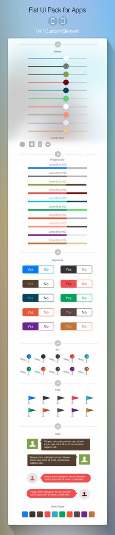 iOS 7 Custom Elements #flag #ios7 #button #ui #iphone #pin #app #slider
