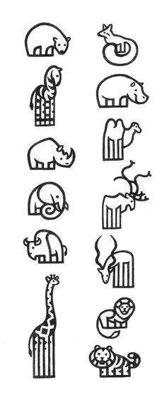 Pictograms ZOO on Behance #white #and #zoo #icons #black #animals #geometrical