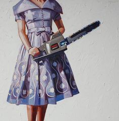 The Art of Kelly Reemtsen #girl #1950 #painting #dress #chainsaw
