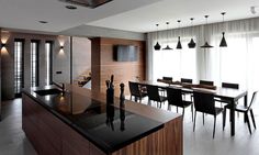 Trendy Functional and Contemporary Home black copper lamps kitchen #dining #chairs #decor #area #table