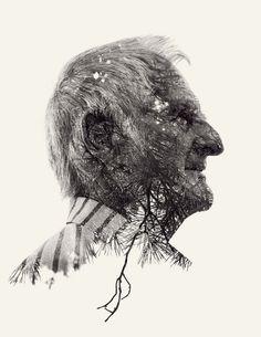 multiple exposure nature portraits by christoffer relander 04 #portrait #white #black #and
