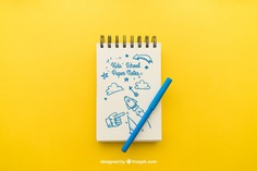 Notepad with pencil on yellow background Free Psd. See more inspiration related to Background, Paper, Doodle, Pencil, Notebook, Yellow, Note, Sketch, Drawing, Clean, Draw, Notepad, Sketchy, Note paper and Pencil drawing on Freepik.