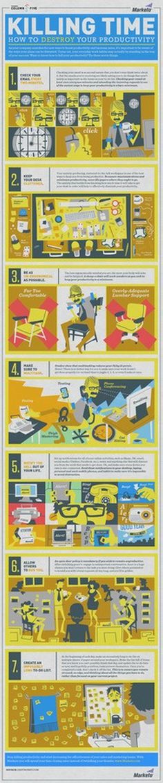 Killing-Time-How-To-Destroy-Your-Productivity-Infographic #infographic #killer #productivity #time