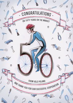 Graphic from Velo for Park Tool - by Magic Suitcase #wheels #fifty #bicycle #you #illustration #number #stools #bike #thank #blue #watercolor #anniversary #cooperation
