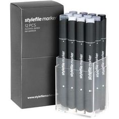 Stylefile Stifte/Marker 12er Set Cool Grey: Amazon.de: Bürobedarf & Schreibwaren #packaging #pens #design #type #package