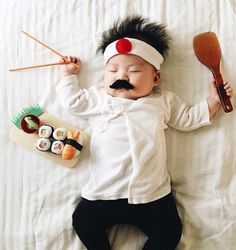 Laura Izumikawa Dresses Her Napping Baby in Cosplay Outfits