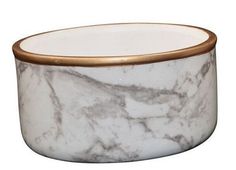 Marble Look Ceramic Dish With Gold Rim 13cm x 6cm