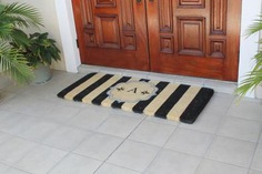 Warrick Stripe Monogrammed Coir Double DoorMat - Durable and beautiful, this mat keeps shoes clean to protect your floors from mud, dirt and grime. Product Dimensions is - 24” x 57” x 1.5”. Visit our store for the detailed information @ goo.gl/VV8FzV