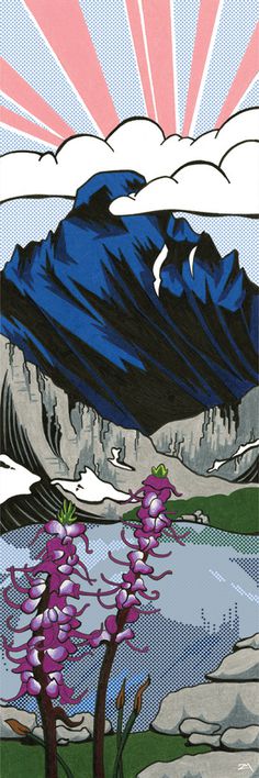 Longs Lichtenstein #illustration #mountain #nature #flowers #colored pencil #scenery #lichtenstein