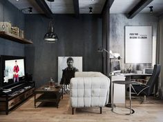 Interior design, living room, work space
