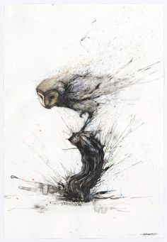 Explosive Splattered Ink Animal Paintings by Hua Tunan