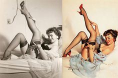 Classic Pin-Up Girls Before And After Editing: The Real Women Behind Those Gil Elvgren's Incredible Paintings