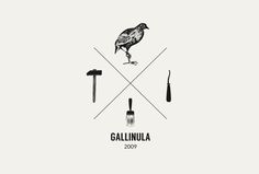 Gallinula Workshop logo design. #hipster #workshop #bird #brush #hammer #logo