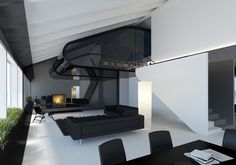 Laisves Avenue apartment on the Behance Network #interior #visualisation #dizonaurai #black #glass
