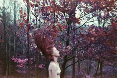Surreal and Landscape Nude Photography by Amanda Charchian #forest #red #girl #nude #landscape #wood #photography #autumn #purple #surreal #trees #leaves