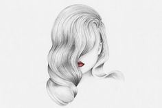 Miriam Abbas | Moon 83 #fringe #lips #drawing #hair #illustration #portrait #art #pencil #lipstick #sketch