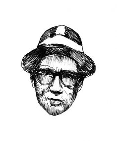 The Hat #glasses #white #scratch #head #black #illustration #hat #face #mouth