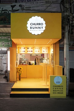 Churro Bunny adds a bright pop of yellow to this street in South Korea