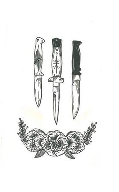 ink #ink #lines #illustration #tattoo #knives