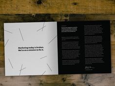 Brand Brochure #line #print #newscred #book #wood #spread #collateral #signature #layout #table