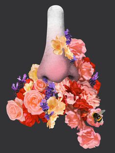 Smell #illustration #nose #flowers