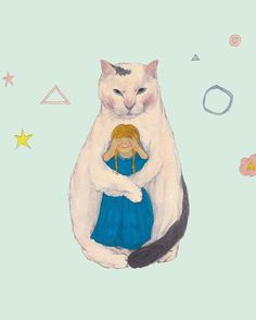 Kitten holding a girl outside of space and time