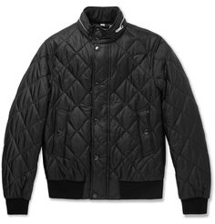BURBERRY London Leather-Trimmed Quilted Shell Bomber Jacket