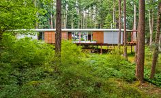The Walker-Pope House is perched along a wooded hillside of Orcas Island. #forest #architecture #house