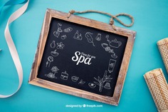 Spa mockup concept with slate Free Psd. See more inspiration related to Mockup, Template, Beauty, Spa, Health, Yoga, Board, Chalkboard, Mock up, Decoration, Beauty salon, Body, Natural, Bamboo, Healthy, Decorative, Salon, Relax, Care, Wellness, Zen, Up, Health care, Concept, Therapy, Hygiene, Calm, Slate, Treatment, Relaxation, Relaxing, Mock, Bands, Massages and Therapeutic on Freepik.