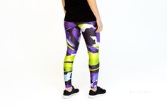 Leggings ) by Nastya KFKS #print #green #purple #fashion #sport #girl #surfing #yoga