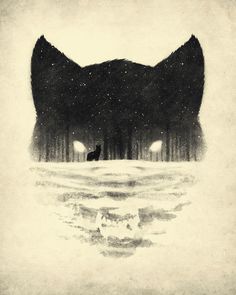 Fox and Forest illustration by Dan Burgess #white #negative #black #space #illustration