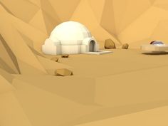 Low poly xe2x80x93 Outside of mos eisley #tatooine #wars #poly #star #low