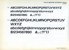 Folio Medium Extended Italic type specimen #type #specimen #typography