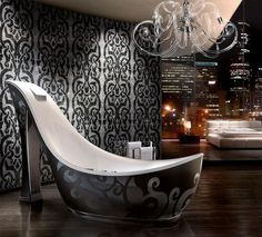 Amazing art bathtub looks like woman shoe #artistic #bathroom #furniture #art #bathtub