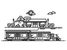 City #train #vector #line #city #illustration #art