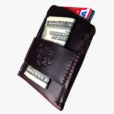 Cardholder - Burgundy Leather and Black Stitching — Eighteen32 #wallet #eighteen32 #cash #cardholder #leather #horween #chromexcel #money