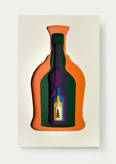 New year greeting card for Pernod Ricard #layers #year #bottle #card #color #holiday #greeting #postcard #mas #alchogol #new