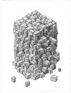 A plausible result of sustained spontaneity but does it float #graphite #illustration #rectangular #drawing #blocks