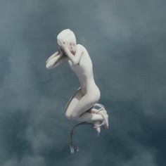 God´s Mirror - Mária Švarbová (aka Aria Baró) #white #pale #nude #design #float #human #photography #nature #art #hanging #naked
