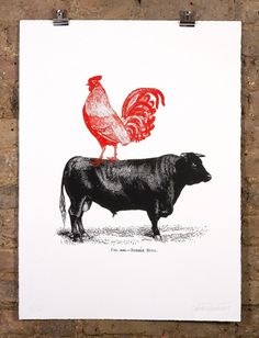 patrick thomas • cock & (sussex) Bull • £145 #print #poster #illustration
