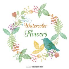 Watercolor flower and nature frame http://bit.ly/29kwsX3