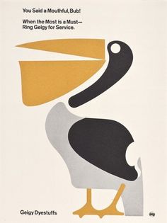 Geigy's graphic design | iainclaridge.net #old #swiss #yellow #geigy #retro #black #pelican #poster #grey