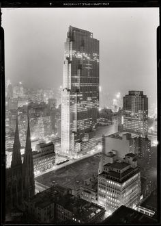 andrewharlow:New York, December 5, 1933.Â Rockefeller Center and RCA Building from 515 Madison Avenue. #arch #city